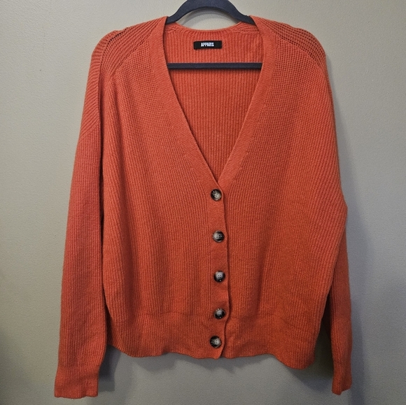 Apparis Andi Cardigan Women's One Size Blood Orange Slouchy Oversized Super Soft - Picture 2 of 5